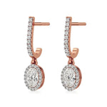 Mira | Oval & Round Lab-Grown Diamond Halo Dangle Earrings - Nivara