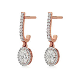 Mira | Oval & Round Lab-Grown Diamond Halo Dangle Earrings - Nivara