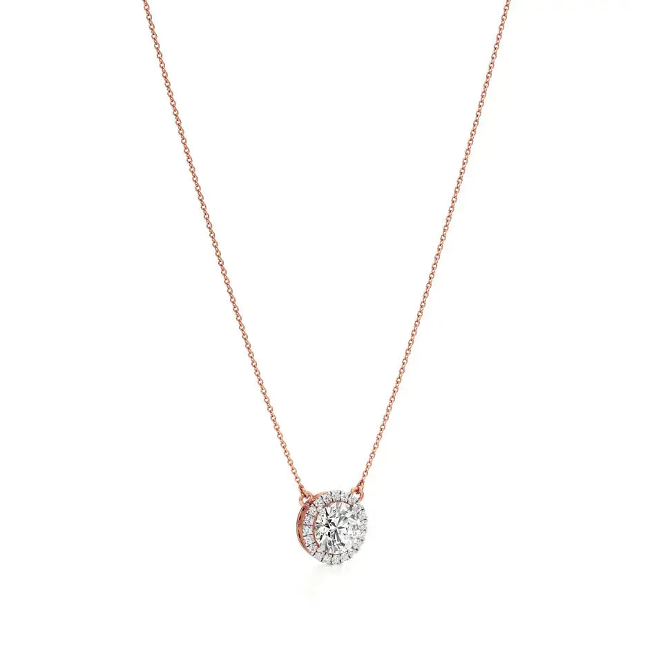Mira | Round Lab Grown Diamond with Halo Necklace - Nivara