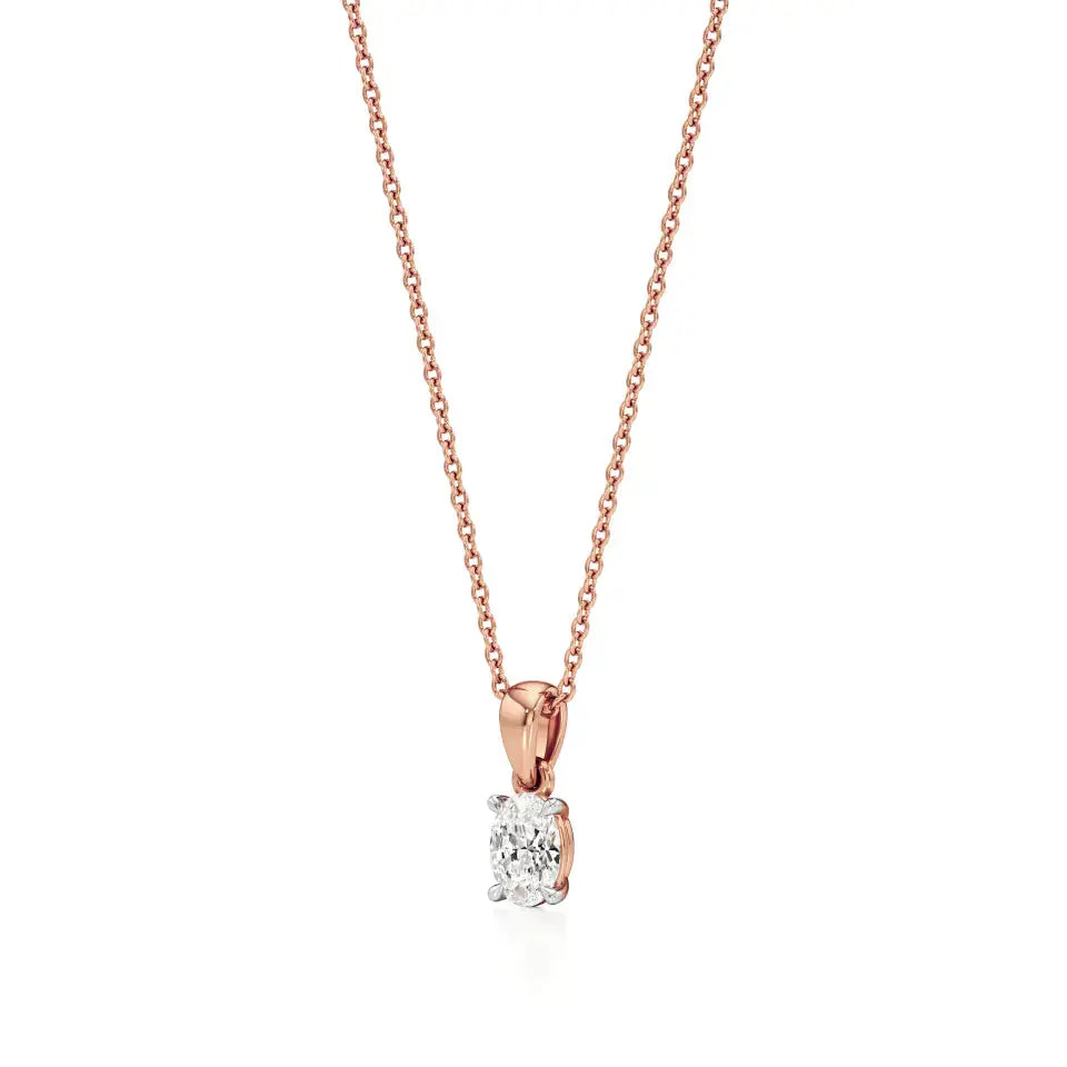 Thea | Oval-Cut Solitaire Lab Grown Diamond 4-Prong Setting Pendant - Nivara