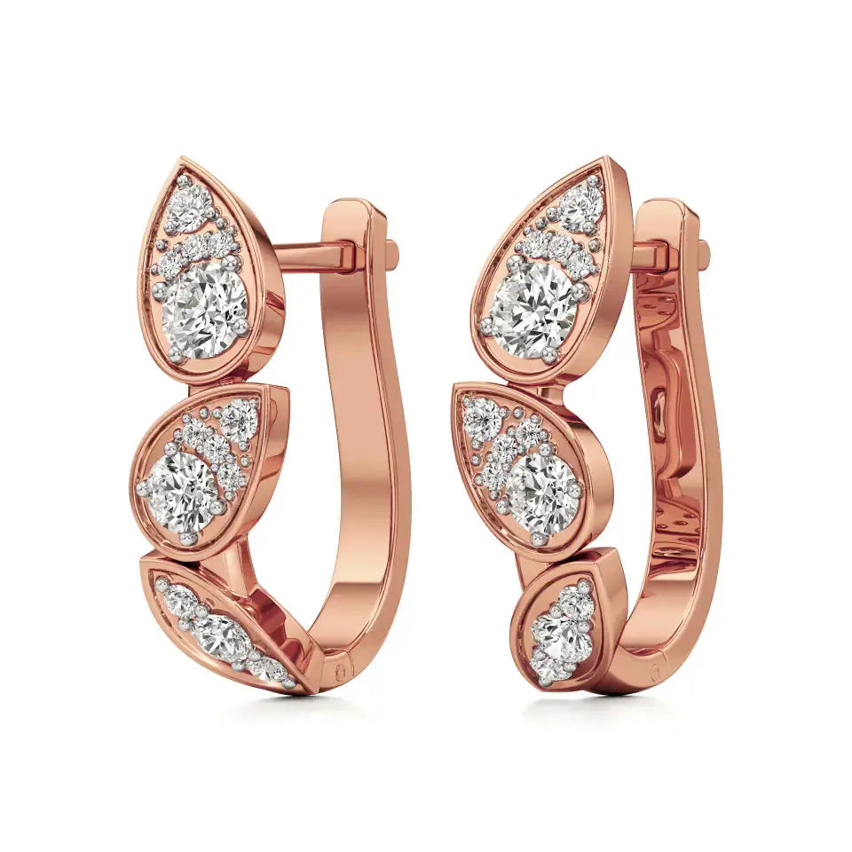 Vanya | Round Lab-Grown Diamonds Leaf Designed Hoopds - Nivara