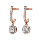 Mira | Cushion & Round Lab-Grown Diamond Halo Dangle Earrings - Nivara