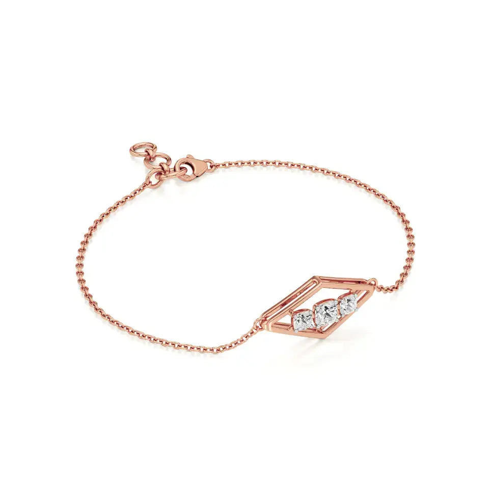 Aria | Trio Cushion-Cut Lab Grown Diamonds Chain Bracelet - Nivara