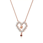 Sneh | Ruby & Lab Grown Diamonds Pixel Heart Pendant - Nivara