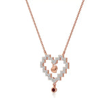 Sneh | Ruby & Lab Grown Diamonds Pixel Heart Pendant - Nivara