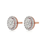 Mira | Oval-Cut Solitaire Lab-Grown Diamond with Halo Studs - Nivara