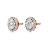 Mira | Oval-Cut Solitaire Lab-Grown Diamond with Halo Studs - Nivara