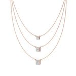 Elara | Princess & Round Lab Grown Diamonds Halo Triple Layered Necklace - Nivara