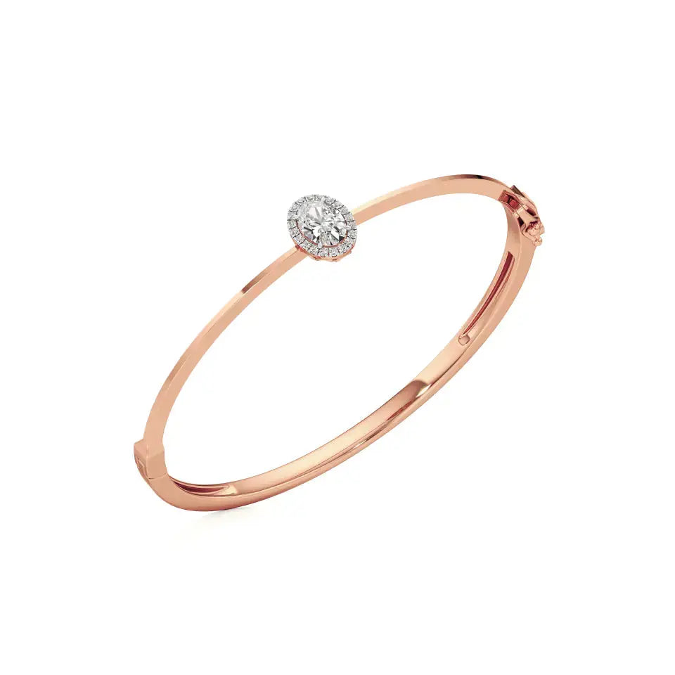 Mira | Oval Lab Grown Diamond Halo Design Oval Bangle - Nivara