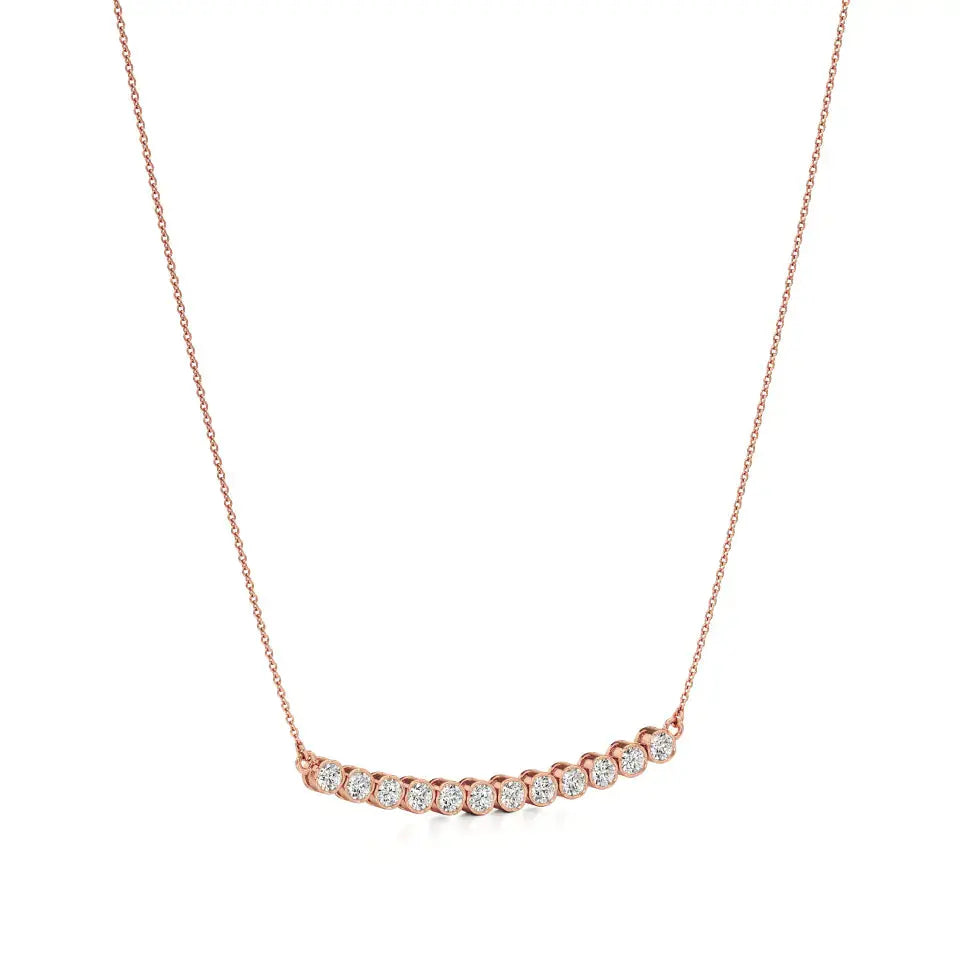 Noor | Round Lab Grown Diamonds Bar Necklace - Nivara