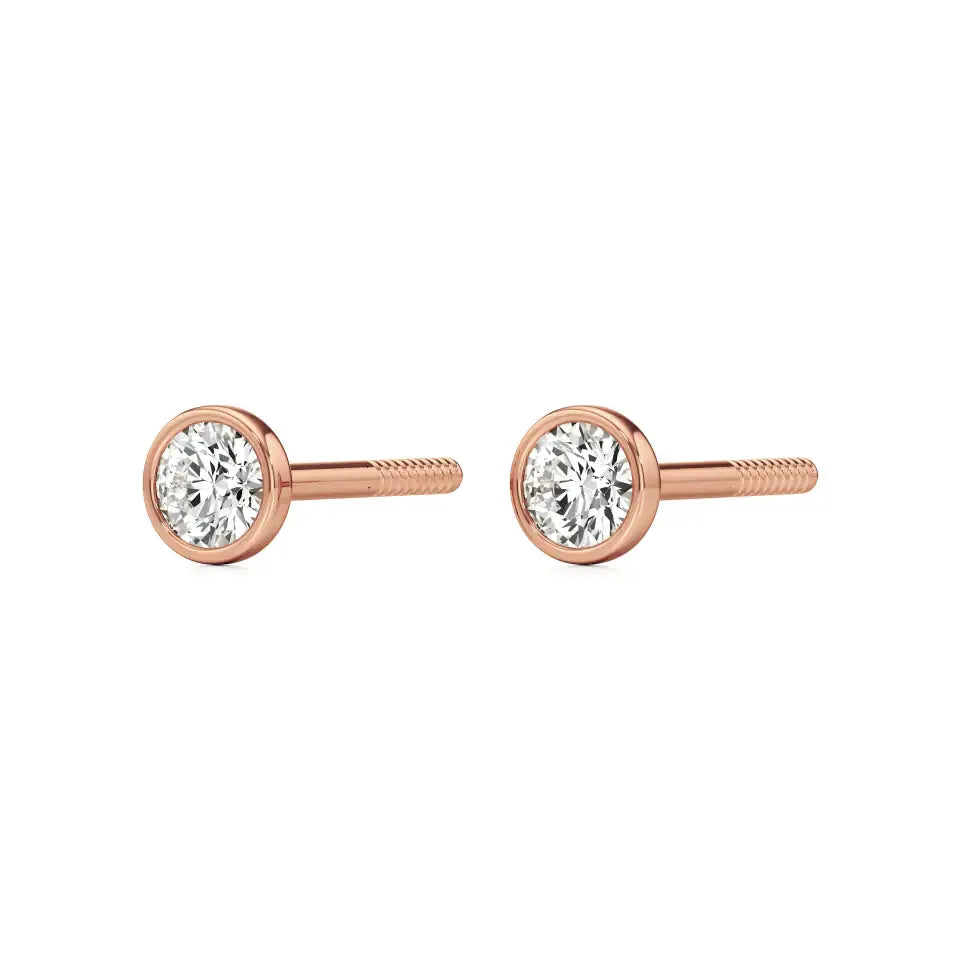 Mirage | Round Lab-Grown Diamond Studs with Bezel Setting - Nivara