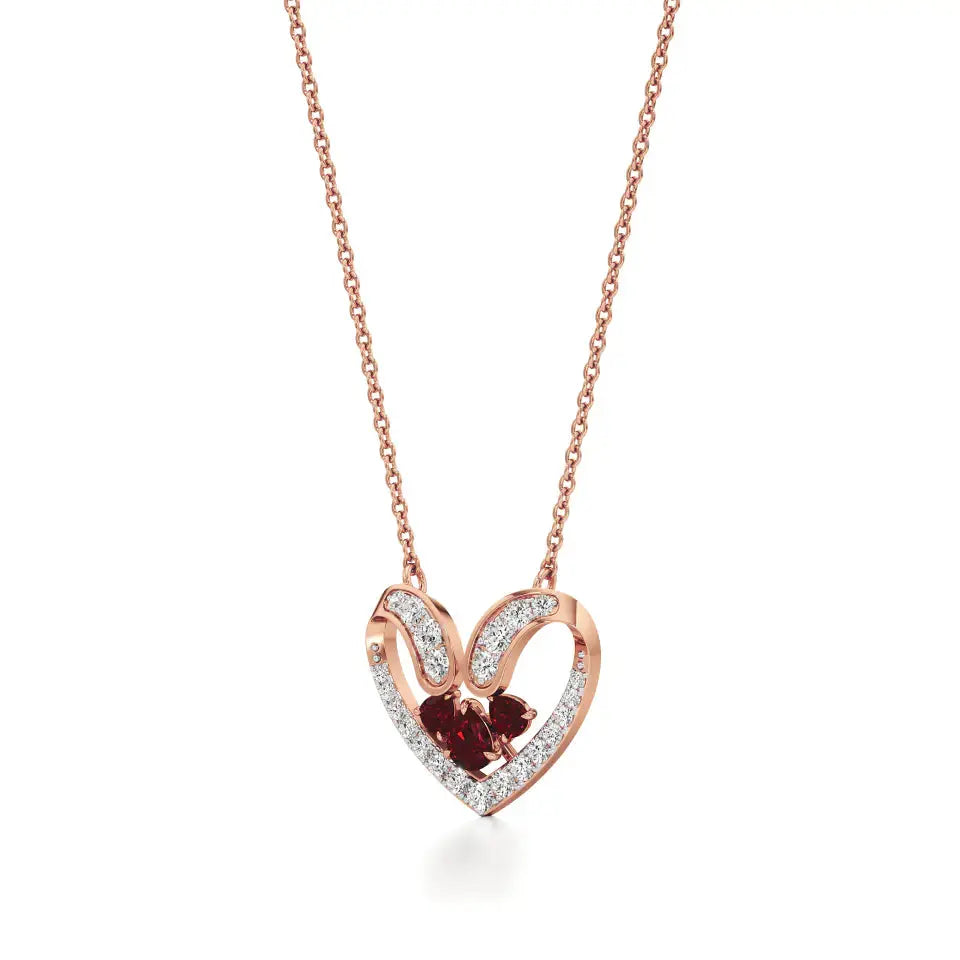 Sneh | Ruby & Lab Grown Diamonds Heart Pendant - Nivara