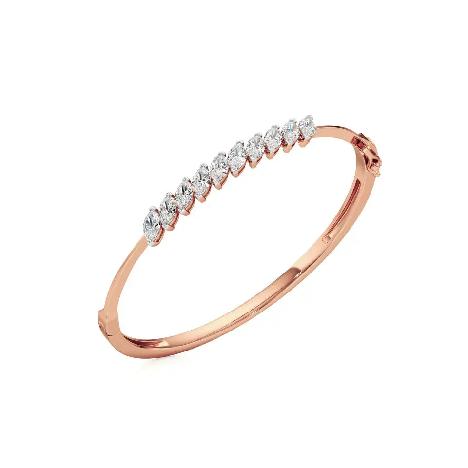 Noor | Classic Marquise Lab Grown Diamonds Oval Bangle - Nivara