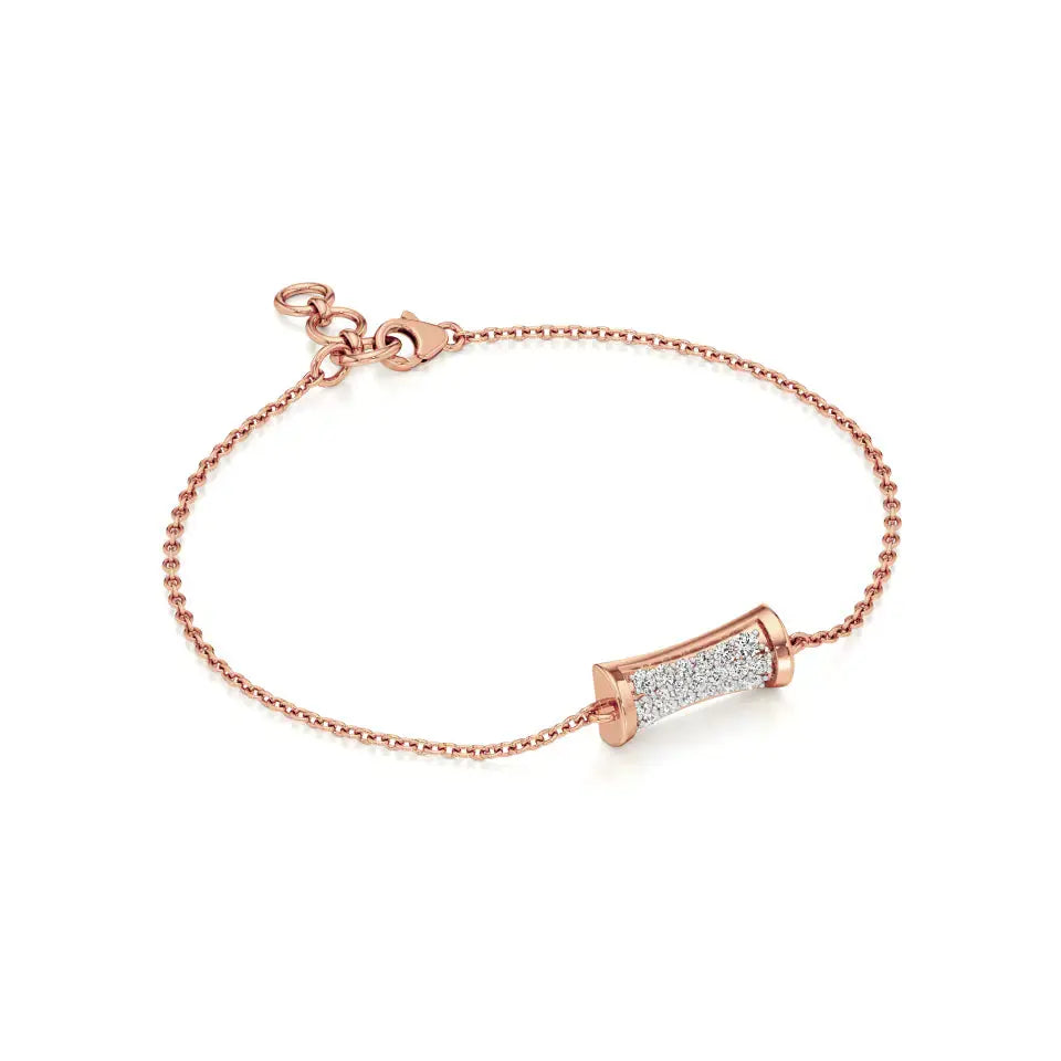 Rupak | Lab Grown Diamonds Cluster on Cylindrical Piece Chain Bracelet - Nivara