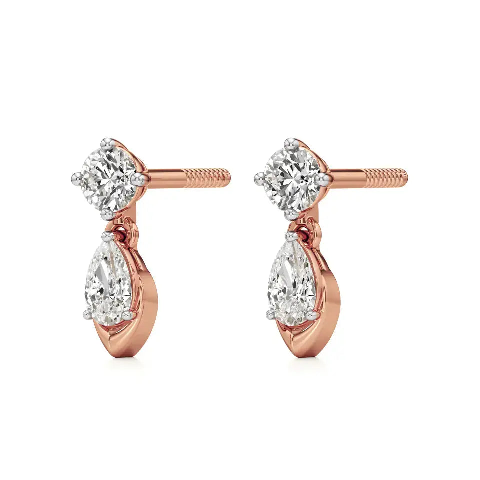 Vanya | Round and Pear Lab-Grown Diamonds Drop Earrings - Nivara