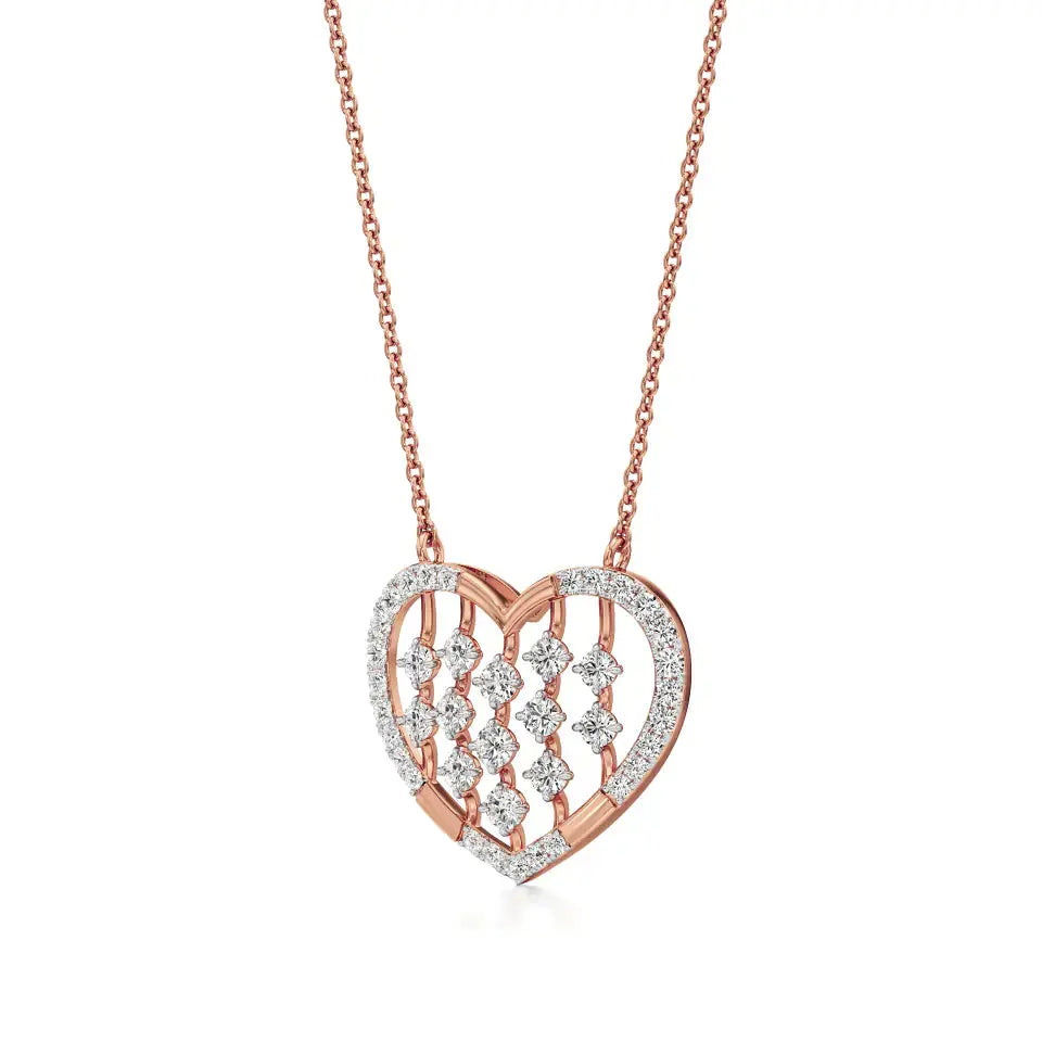 Sneh | Elegant Round Lab Grown Diamonds Heart Pendant - Nivara