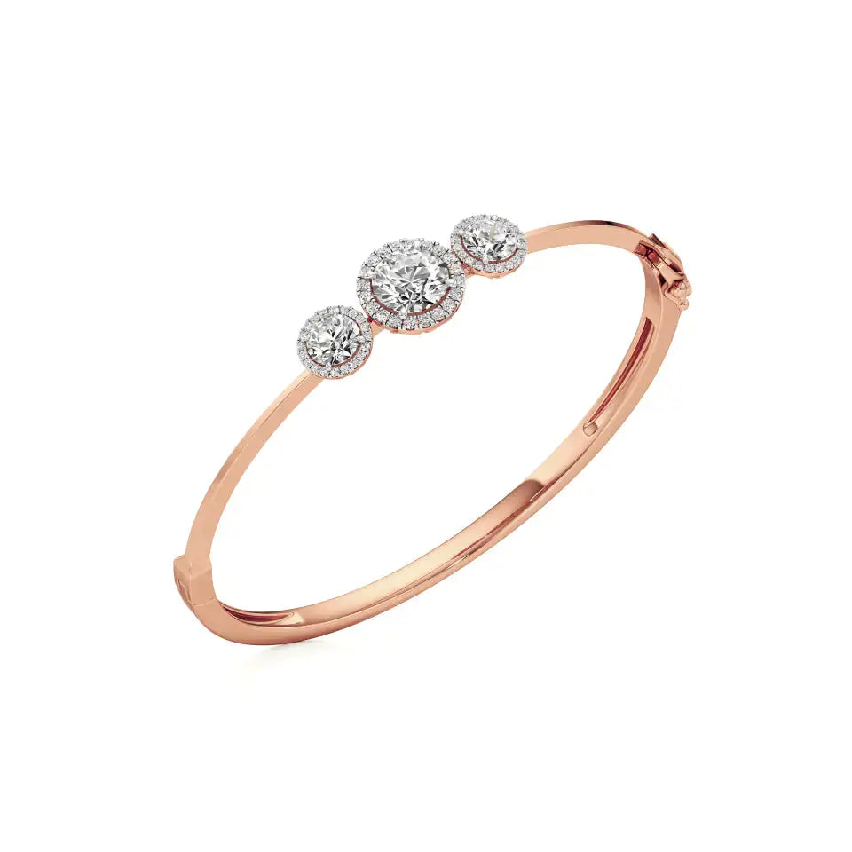 Elina | Round Lab Grown Diamonds Halo Design Oval Bangle - Nivara