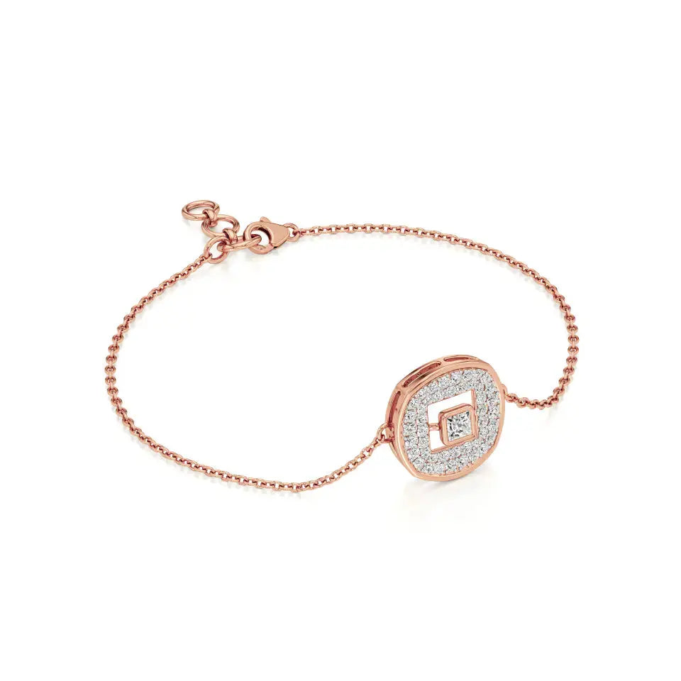 Celestia | Princess-Cut Lab Grown Diamond With Halo Chain Bracelet - Nivara