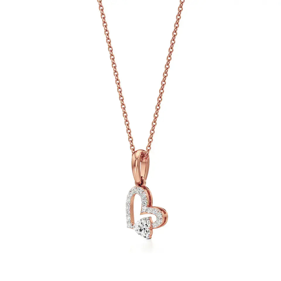 Sneh | Classic Heart & Round Lab Grown Diamonds Pendant - Nivara