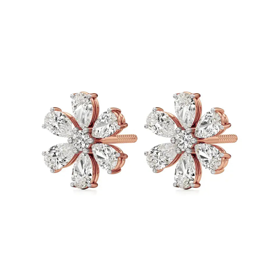 Flora | Pear & Round Lab-Grown Diamond Floral Studs - Nivara