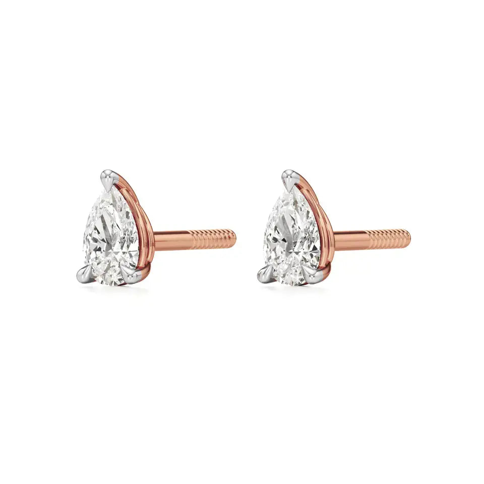 Sia | Studs with Three Prong Pear Lab-Grown Diamonds - Nivara
