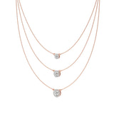 Elara | Round Lab Grown Diamonds with Halo Three Chain Necklace