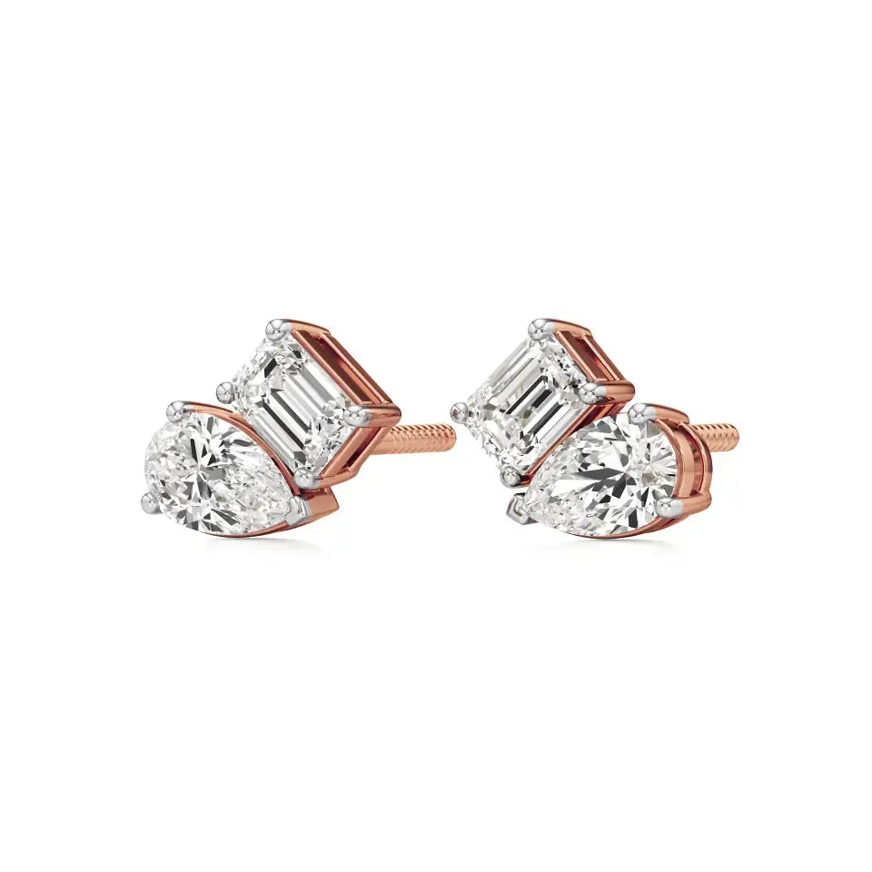 Toi et Moi | Pear & Emerald Lab-Grown Diamond Stud Earrings - Nivara