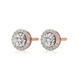 Mira | Round Solitaire Lab-Grown Diamond with Halo Studs - Nivara