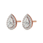 Mira | Pear Solitaire with Round Lab-Grown Diamond Halo Studs - Nivara