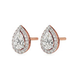 Mira | Pear Solitaire with Round Lab-Grown Diamond Halo Studs - Nivara