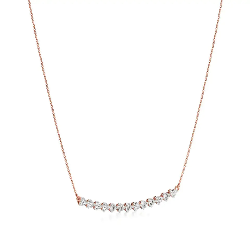 Noor | Round Lab Grown Diamonds Bar Necklace - Nivara