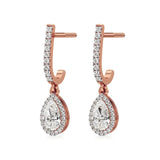 Amaya | Pear & Round Lab-Grown Diamond Halo Dangle Earrings