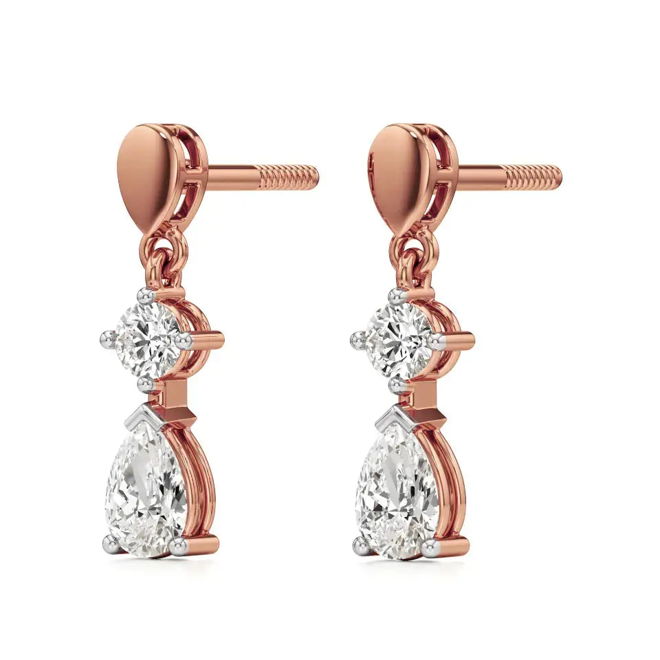 Vanya | Round & Pear Lab-Grown Diamond Tear Drop Studs - Nivara