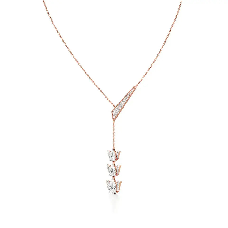 Flora | Pear & Round Lab Grown Diamonds Lotus Petals Necklace - Nivara