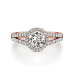 Mira | Round Solitaire with Halo Ring - Nivara