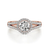 Mira | Round Solitaire with Halo Ring - Nivara