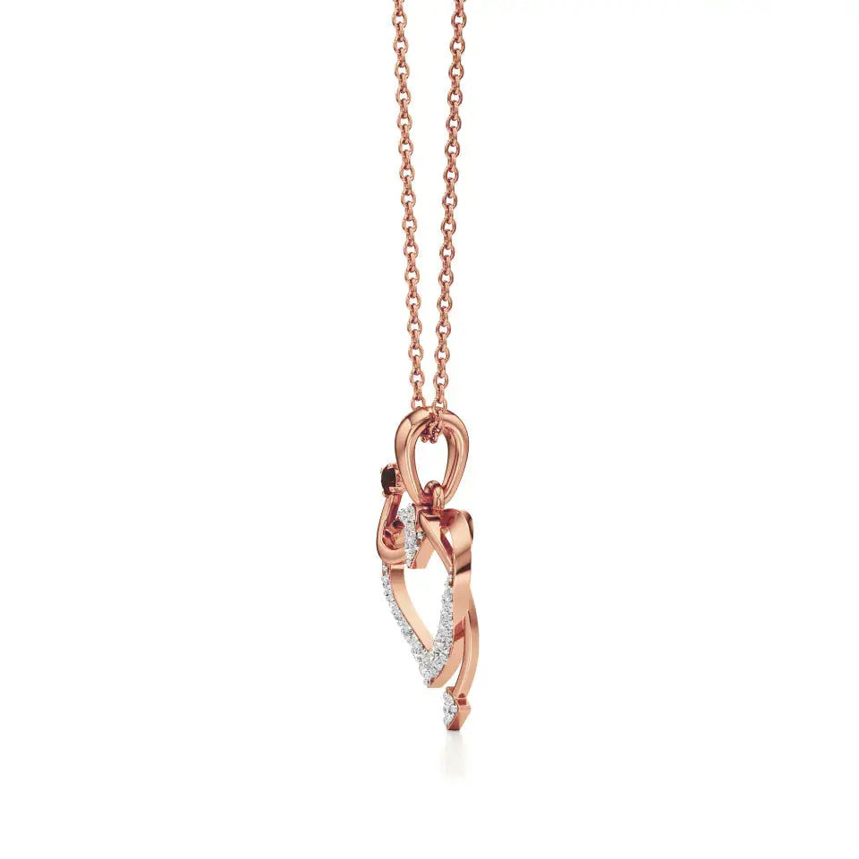 Sneh | Elegant Round Lab Grown Diamonds with Ruby Accent Heart Pendant - Nivara