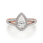 Mira | Pear Cut Solitaire with Halo - Nivara