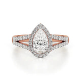 Mira | Pear Cut Solitaire with Halo - Nivara