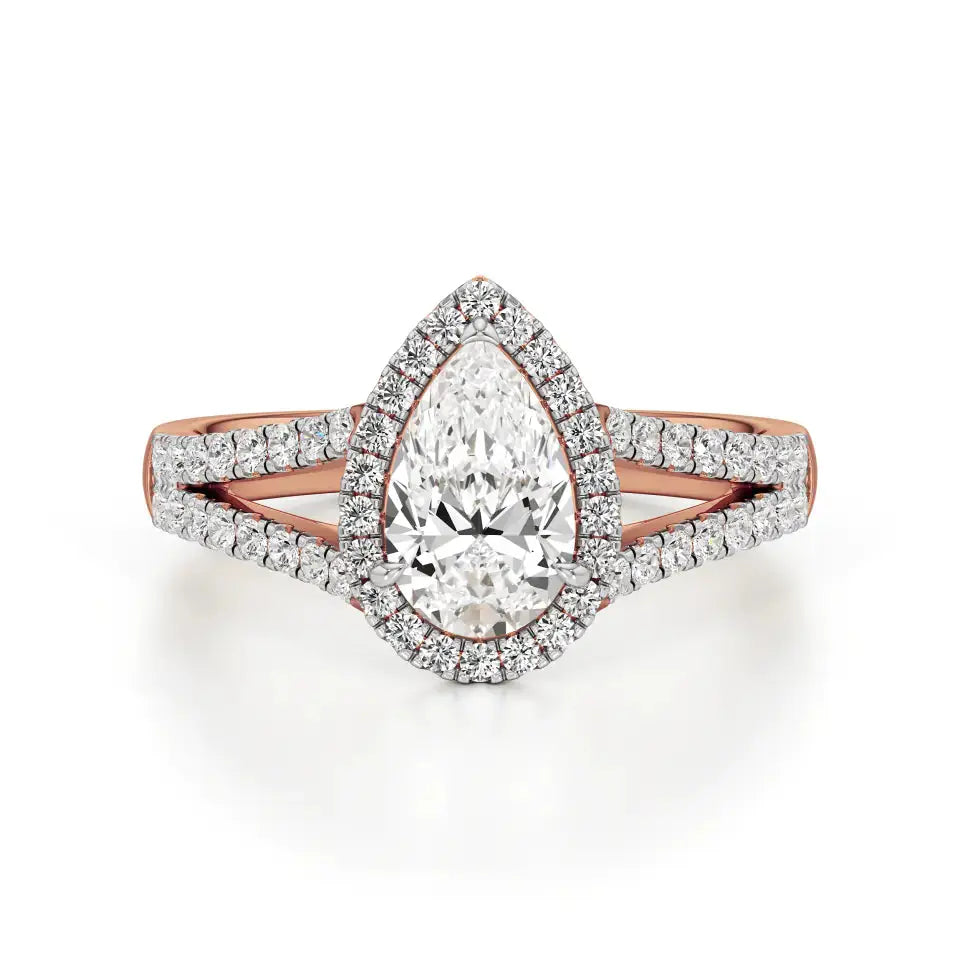 Mira | Pear Cut Solitaire with Halo - Nivara