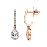 Amaya | Pear & Round Lab-Grown Diamond Halo Dangle Earrings