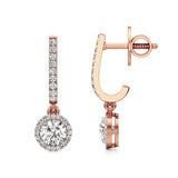 Amaya | Round Lab-Grown Diamond Halo Dangle Earrings
