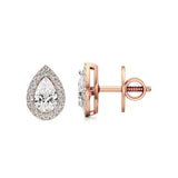 Mira | Pear Solitaire with Round Lab-Grown Diamond Halo Studs - Nivara