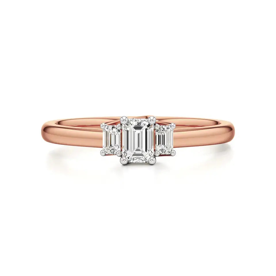 Aria | Emerald Lab-Grown Diamond Three-Stone Ring - Nivara