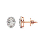 Mira | Oval-Cut Solitaire Lab-Grown Diamond with Halo Studs - Nivara