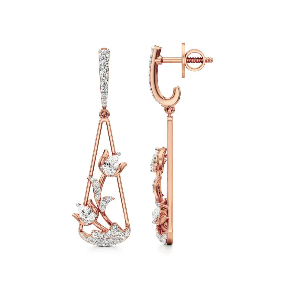 Flora | Pear & Round Lab-Grown Diamond Dangle Earrings - Nivara