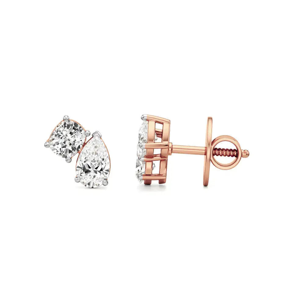 Toi et Moi | Cushion & Pear Lab-Grown Diamond Stud Earrings - Nivara