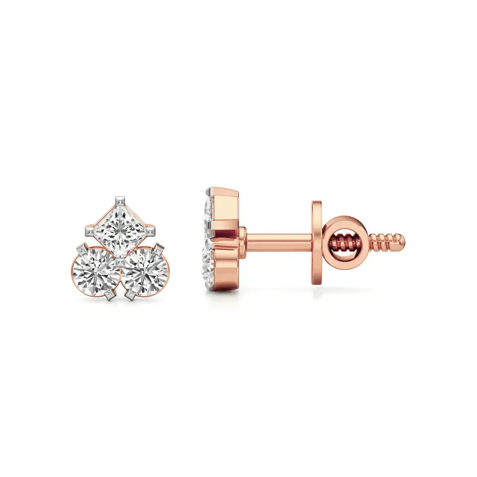 Mode | Round & Princess Trio Lab-Grown Diamonds Studs - Nivara