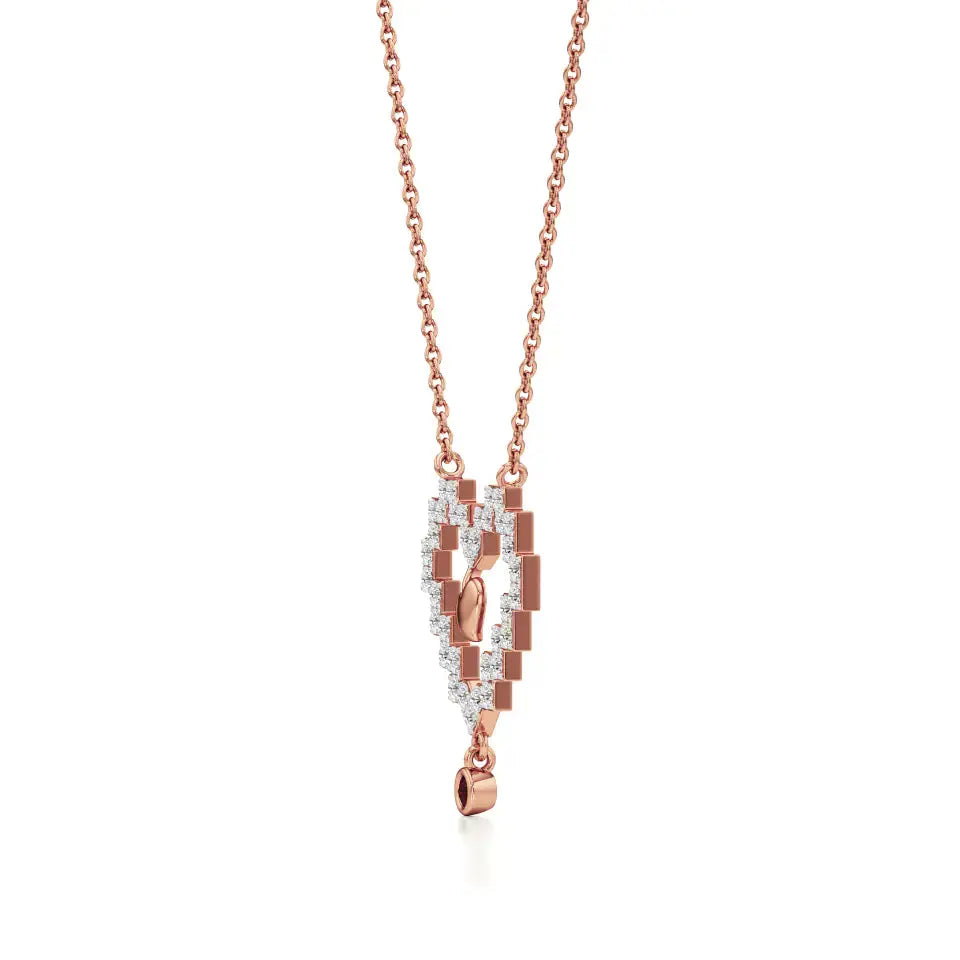 Sneh | Ruby & Lab Grown Diamonds Pixel Heart Pendant - Nivara
