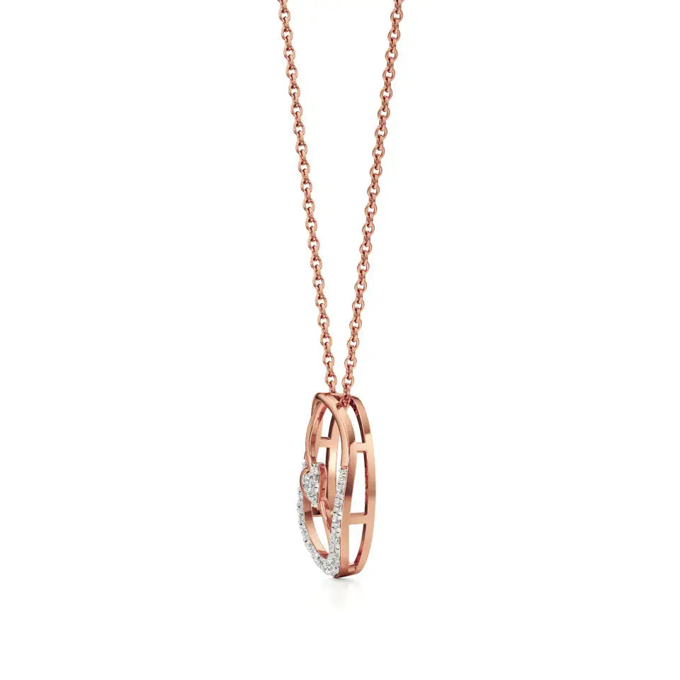 Sneh | Round Lab Grown Diamonds Heart Motif Pendant - Nivara